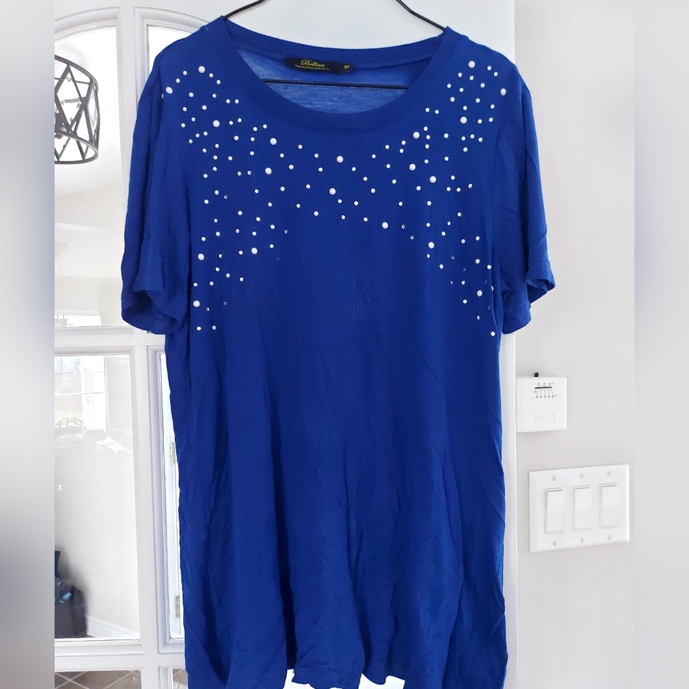 Bellina Royal Blue Embellished Pearl Top.